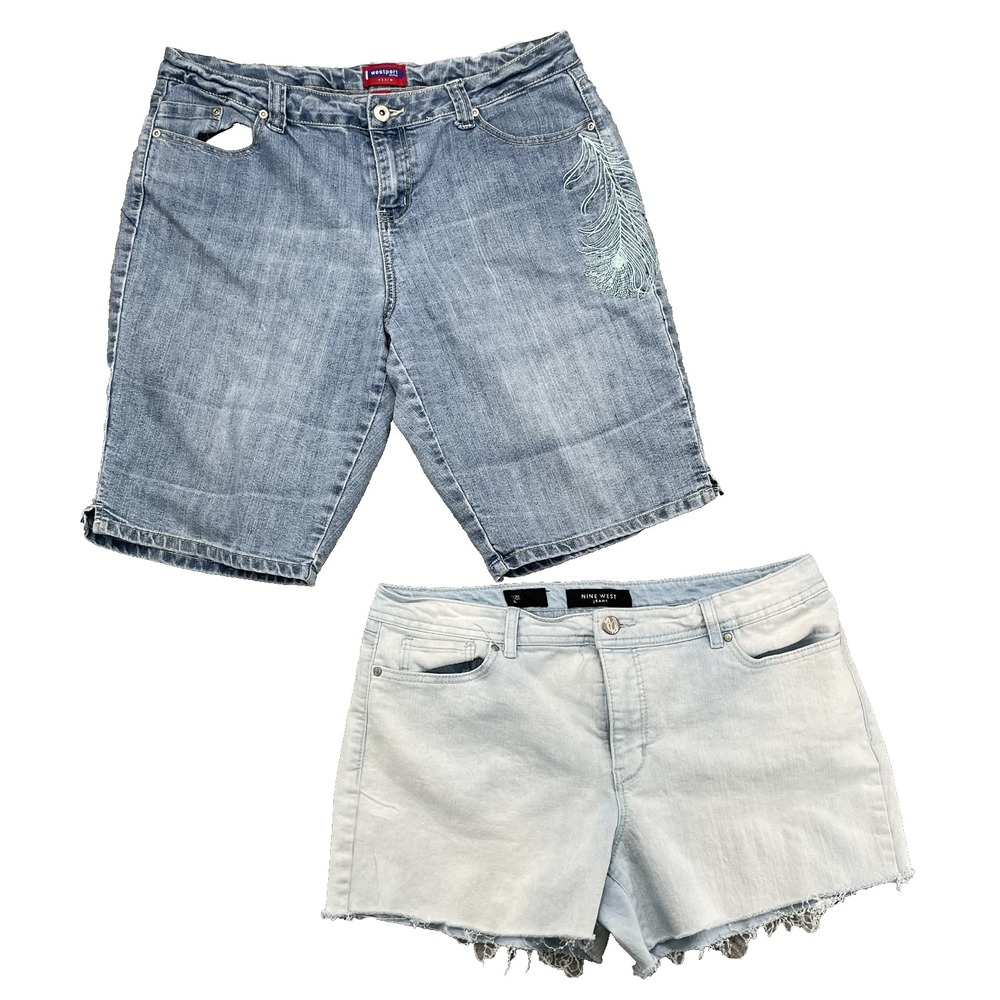 Denim Jean Shorts Lot 2 Women's 36* Cut Off Daisy Dukes Bermuda Preppy Y2K 90's
